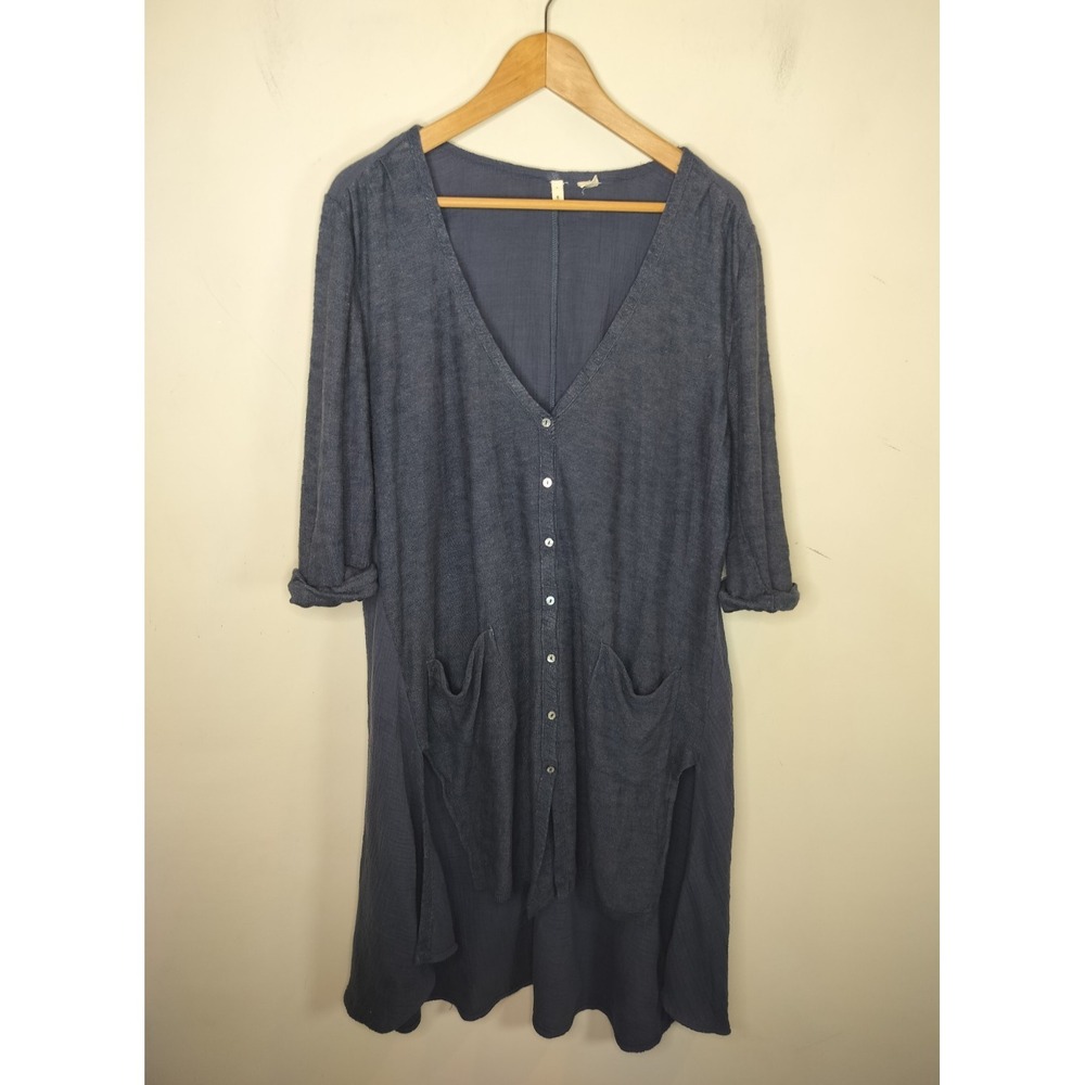Anthropologie MOTH Islet Duster Cardigan Linen Blend Hi Low Hem